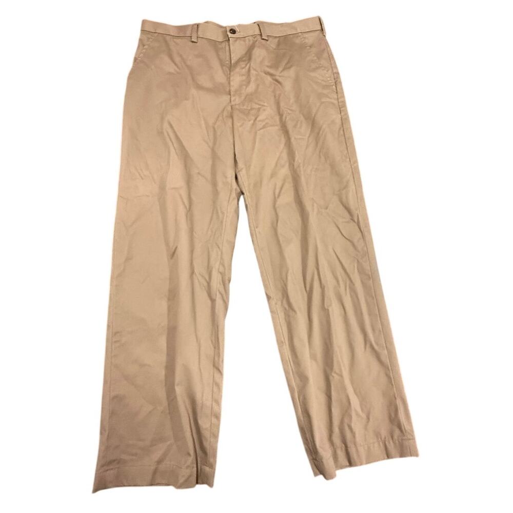 Chaps Men's Khaki Cotton Flat Front Button and Zip Fly Chino Pants Size W36 L30
